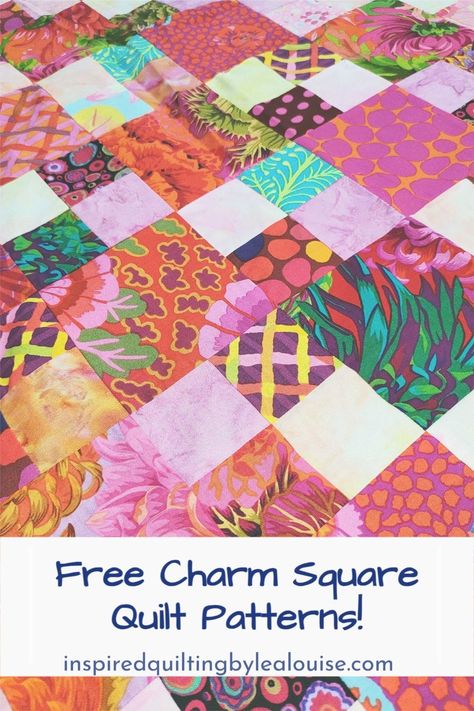 Need new charm pack quilt ideas? Let me show you some free creative charm square quilt patterns & tutorials for your next quilt project! Charm Square Quilt Patterns Free, Charm Square Quilt Patterns, Free Rag Quilt Patterns, Easy Patchwork Quilt, Quilting Patterns For Beginners, Baby Quilt Patterns Free, Free Fat Quarter Quilt Patterns, Free Quilt Patterns For Beginners, Easy Quilt Patterns For Beginners