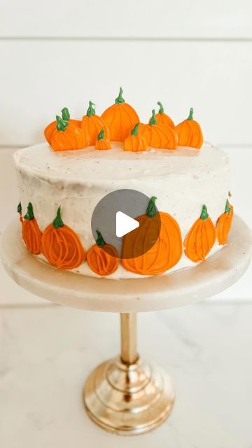 Kara Bowman on Instagram: "It’s giving pumpkin patch vibes… therefore I call it “Pumpkin Patch Cake”!🎃

What’s my favorite place in the fall? The Pumpkin Patch, of course!😂🙌🎃 So why not make a cake inspired by it?!🥰 It’s the perfect cake for fall birthdays, fall parties or even Thanksgiving!

I know what you’re thinking… “but Kara doesn’t bake”. Indeed I usually do not. I’ve actually NEVER made a cake from scratch in my life. But I thought, I might as well have my first cake be a pumpkin spice cake… and my goodness, was it delicious!😍🎃

Comment “RECIPE” for this pumpkin spice cake with cinnamon cream cheese frosting and edible pumpkin candy and I’ll send you a DM with the recipe.🧡🎃

#pumpkincake #pumpkinspicecake #pumpkinspiceeverything #fallcake #pumpkinpatchcake" Pumpkin Patch Cake, Cake With Cinnamon, Fall Parties, Cinnamon Cream Cheese, Cake From Scratch, Make A Cake, Pumpkin Spice Cake, Fall Cakes, Cinnamon Cream Cheese Frosting