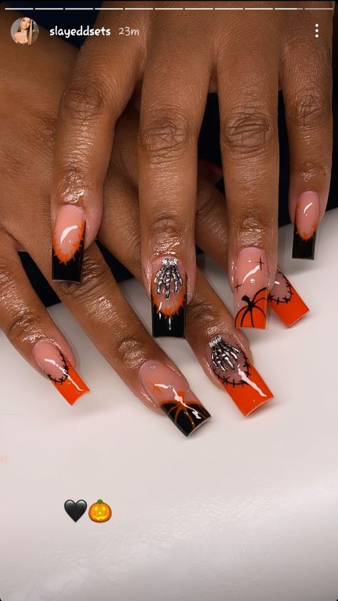 Short French Halloween Nails, Fall French Tip Nails Designs, Halloween French Tips, French Tip Nails Fall, Painted Acrylic Nails, Fall Acrylic, Acrylic Toe Nails, French Tip Nail Designs, Nail Drawing