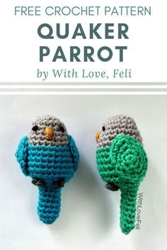 A free crochet pattern of a Quaker Parrot. Do you also want to crochet this quaker parrot? Read more about the Free Crochet Pattern Quaker Parrot. Crocheted Birds, Quaker Parrot, Crochet Parrot, Crochet Bird, Crochet Bird Patterns, Crochet Birds, Crochet Animals Free Patterns, Crochet Bolero, Bird Crafts