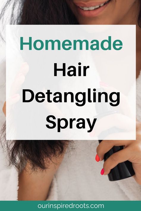 on image text reads - homemade hair detangling spray Detangling Natural Hair, Detangling Spray, Smooth Shiny Hair, Homemade Hair, Tangled Hair, Detangler Spray, Homemade Hair Products, Hair Rinse, Diy Recipe