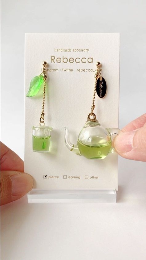 Hot Lemonade, Sakura Tea, Tea Earrings, Siphon Coffee, Tea Jewelry, Weird Jewelry, Magical Jewelry, Jewelry Accessories Ideas, Food Jewelry