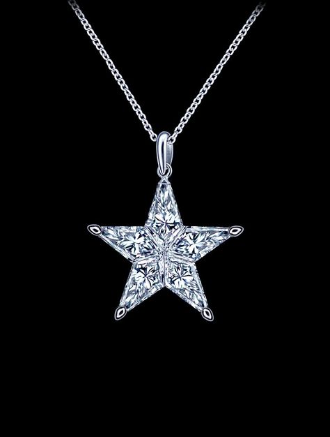 0.38 Ct Natural Star Diamond (Made Of 5 Kite Cut Diamonds) Pendant On 18k White Gold - Jewelry blog Simple Heart Necklace, Diamond Star Necklace, Gold Pearl Jewelry, Love Pendant, Book Jewelry, Treble Clef, Diamond Star, Star Jewelry, Moon Jewelry