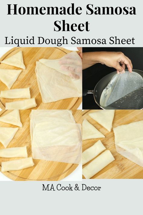 Homemade Samosa Sheet | Homemade samosa sheet is easier to make with only 3 Ingredients Samosa sheets in 2 minutes, In here I'm sharing how to make spring roll and samosa sheets in 2 MINUTES. Easy Samosa & spring roll sheet using only 3 Ingredients Liquid Dough, Easy Samosa Recipes, Spring Roll Pastry, How To Make Samosas, Samosa Recipe, Spring Roll, Indian Snacks, Samosa, Dough Recipe