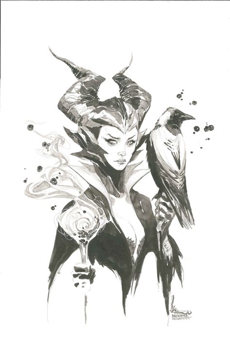 Maleficent Artwork, Villian Women, Maleficent Drawing, Maleficent Art, Kenneth Rocafort, Rabe Tattoo, Bd Art, Desenho Tattoo, Arte Sketchbook