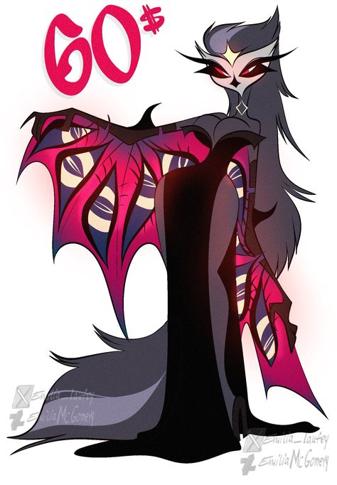 Helluva Boss Oc Angel, Helluva Boss Hair Styles, Octavia Goetia Fanart, Helluva Boss Stella Fanart, Goetia Oc Base, Hellova Boos Oc, Impsona Helluvaboss Oc, Stolas Oc, Vivziepop Old Art