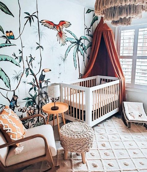 Jungle-meets-boho and we're HERE for it! 📸: @twosaparty_ Jungle Baby Room, Jungle Theme Nursery, Nursery Trends, Nursery Room Design, Baby Room Design, Nursery Baby Room, Gender Neutral Nursery, Project Nursery, Baby Bedroom