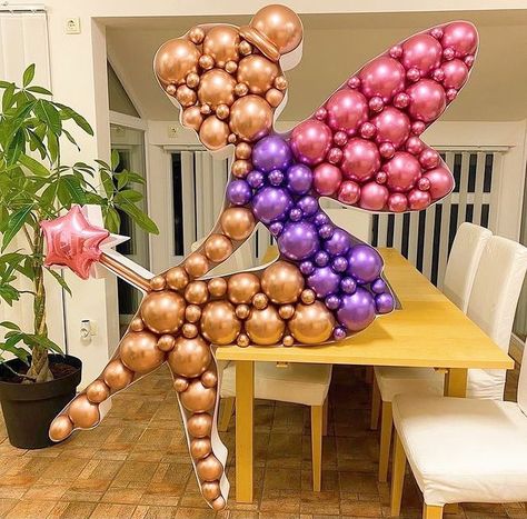 Balloon Sculptures Diy, Galaxy Balloons, Balloon Mosaic, Party Balloons Diy, Styrofoam Crafts, Balloons Galore, Fairy Theme Party, Disney Balloons, Balloon Frame