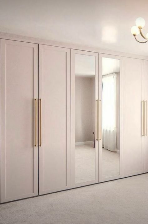 Mirrored Closet Doors, Mirrored Closet, Wooden Cupboard Design, Ikea Pax Closet, Bedroom Wardrobe Design, Bedroom Built In Wardrobe, Small Closet Space, Ikea Wardrobe, Modern Cupboard