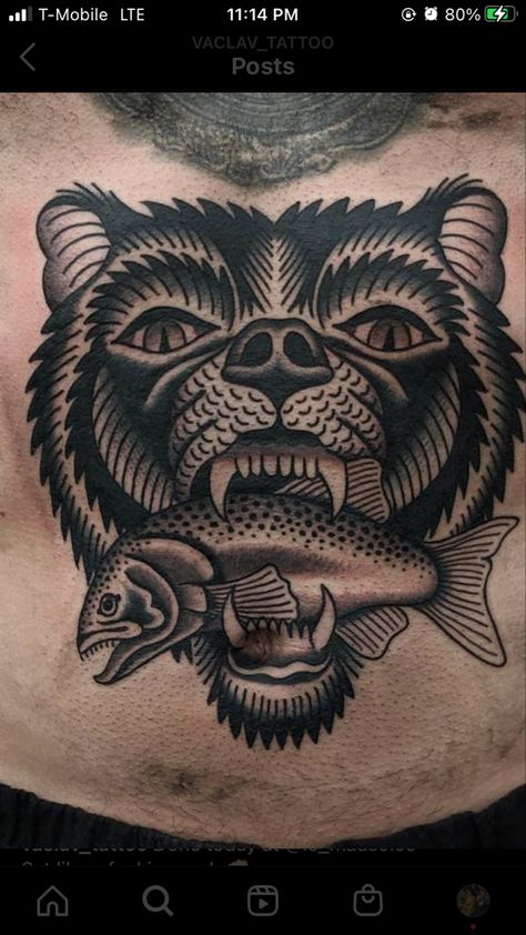 Traditional Bear Head Tattoo, Bear Knee Tattoo, Bear Traditional Tattoo, American Traditional Bear Tattoo, American Traditional Bear, Grizzly Tattoo, Traditional Animal Tattoo, Traditional Bear Tattoo, Traditional Back Tattoo