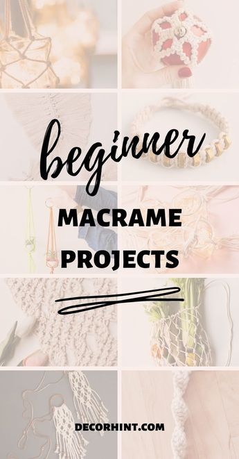 Check out these super easy macrame projects for the beginner. Macrame plant hangers, jewelry, macrame placemats, Christmas ornaments and more. #macrame #macrameprojects #beginner #diy #crafts #home Fun Macrame Projects, First Macrame Project, Macrame Tutorial Beginner Free Pattern, Diy Macrame Patterns, Diy & Crafts, Macrame Work Station, Basic Macrame Knots Step By Step, Macrame Diy Beginners Step By Step, Macrame Patterns Tutorials How To Make