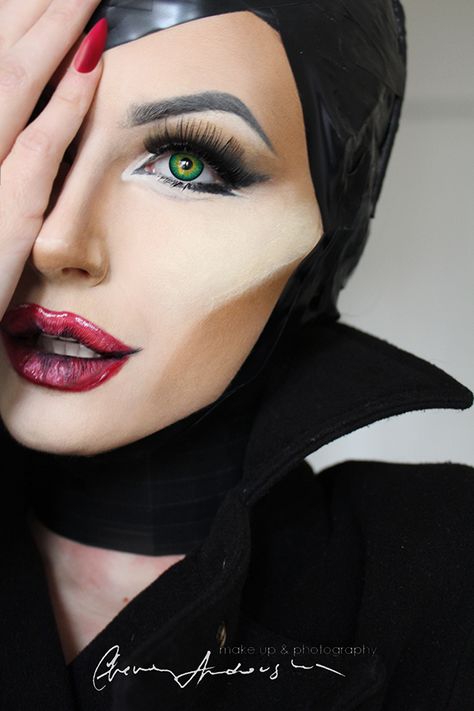 MALEFICENT MAKE UP TRANSFORMATION on Behance Maleficent Makeup, Make Up Diy, Fantasy Make-up, Halloweenský Makeup, Halloween Make-up Looks, Maleficent Costume, Drag Make-up, Great Halloween Costumes, Carnival Halloween