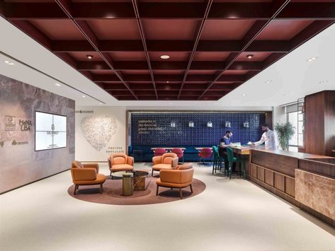 Spacestor | Workspace of the Week - Barry Callebaut Offices & Chocolate Academy, Istanbul Open Office Design, Office Ceiling, Office Tour, Corporate Office Design, Office Space Design, Modern Office Design, Office Floor, Corporate Interiors, Best Office