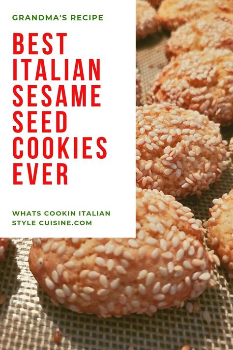 Sesame Cookies Italian, Best Italian Cookie Recipe, Italian Sesame Seed Cookies, Sesame Seed Cookies, Sesame Candy, Interesting Cookies, Sesame Recipes, Vegan Shortbread, Fig Cookies