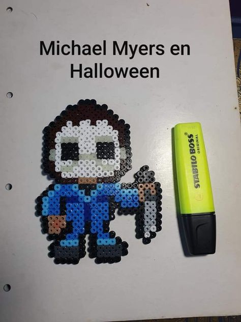 Michael Myers Perler Bead Patterns, Micheal Myers Perler Bead, Michael Myers Perler Beads, Hannibal Pixel Art, Ancient Rome Projects, Michael Meyer, Perler Ideas, Bead Projects, Melting Beads