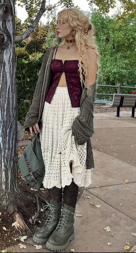 Dive into the realm of winter outfits where the midi skirt outfit reigns supreme, offering an amalgamation of comfort and Estilo Hippy, Mode Hippie, Maxi Dress Outfit, Estilo Hippie, Mode Boho, Laugh Out Loud, Swaggy Outfits, Mode Inspo, Hippie Outfits