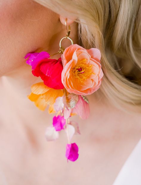 paper flower earrings Accessories For Summer, Whimsical Wedding Inspiration, Wedding Flower Jewelry, Larger Than Life, Bar Stud Earrings, Hello Fresh, Whimsical Wedding, Green Wedding Shoes, Flower Accessories