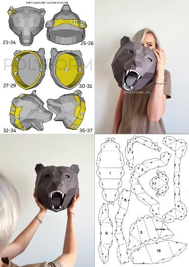 YouTube tutorial https://youtu.be/JD_zCdhMDwA https://www.etsy.com/listing/1520976264/bear-gift-box-low-poly-papercraft-pdf Paper Mask Diy, Low Poly Papercraft, Model Sculpture, About Heart, 3d Paper Art, Instruções Origami, Mask Template, 3d Craft, Cardboard Art