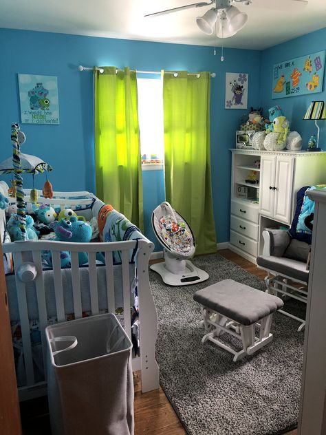 Monster Inc Room Ideas, Monster Ink Nursery, Monsters Inc Bedroom Ideas, Monsters Inc Room Decor, Monster Inc Nursery Theme, Infant Bedroom Ideas, Monsters Inc Nursery Ideas, Dr Suess Nursery Ideas, Newborn Room Ideas Boy