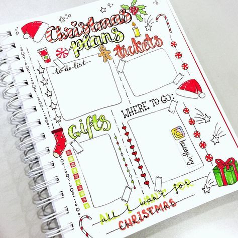 Noël approche, il est temps de s'organiser et de décorer votre bujo : voici des idées de mise en page de Noël pour votre Bullet Journal ! Christmas Bullet Journal, Bullet Journal Christmas, December Bullet Journal, Bullet Journal Page, Christmas Layouts, Christmas Journal, Christmas Planning, Bullet Journal Notebook, Dot Journals