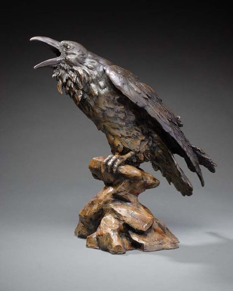 Al Hone Fine Art - The Storyteller The Storyteller, Crow Art, Bird Carving, Raven Art, Crows Ravens, Pottery Sculpture, Bird Sculpture, Ceramic Birds, Animal Sculptures