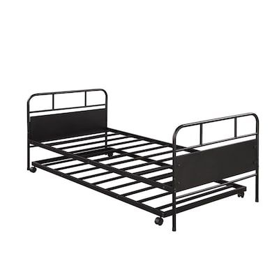 Shop CASAINC Metal daybed platform bed Black Twin Daybedundefined at Lowe's.com. If you need extra sleeping space or your kids love sleepovers, this Merak daybed with handy pull-out trundle is perfect for your home. The elegant design gives Black Upholstered Bed, Twin Metal Bed, Platform Daybed, Metal Daybed With Trundle, Metal Daybed, Twin Size Bed Frame, Metal Sofa, Twin Platform Bed, Solid Wood Platform Bed