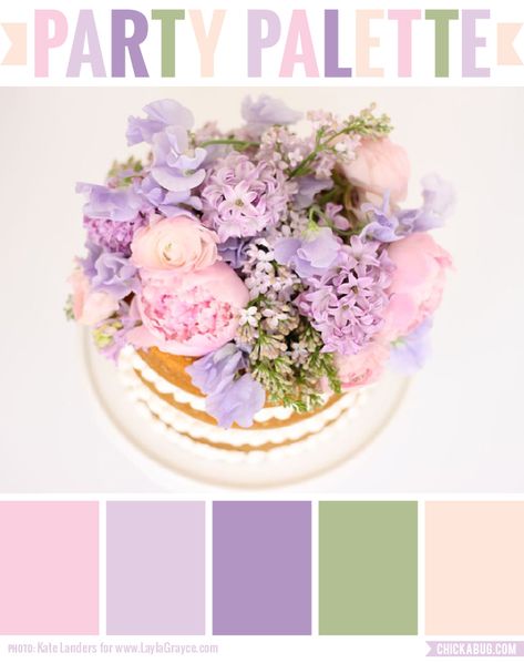 Spring Flowers Cake, Cottage Color Palette, Shabby Chic Girls Bedroom, Party Palette, Palette Spring, Shabby Chic Cakes, Kitchen Color Palettes, Decor Color Palette, Shabby Chic Baby