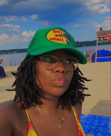 Locs In Hats, Hats Over Locs, Hat Over Locs, Summer Loc Hairstyles, Locs With Hats Women, Locs Reference, Locs With Hats, Locs And Hats, Loc Styles For Short Hair Dreadlocks