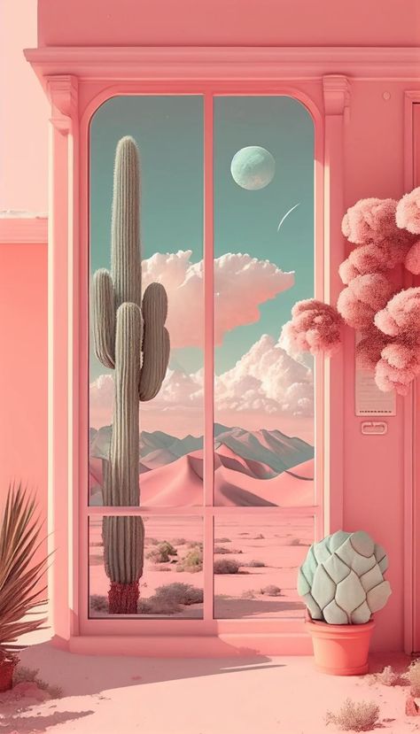 Aesthetic Cactus, Trending Pins, Pink Room, Phone Wallpaper Images, Pastel Wallpaper, Pretty Wallpapers Backgrounds, Scenery Wallpaper, Pink Wallpaper, Cute Cartoon Wallpapers