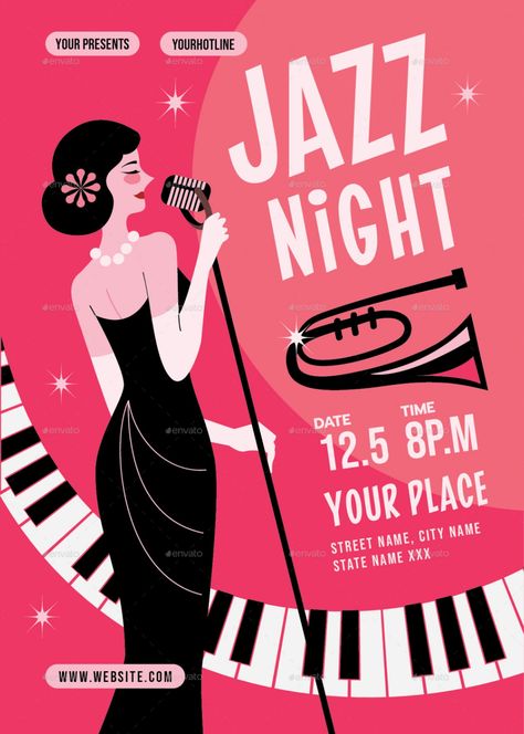 Jazz Night Flyer Piano Drawing, Jazz Night, Jazz Party, Jazz Quartet, Minimal House, Jazz Bar, Design Art Drawing, Illustrator Design Tutorial, Jazz Poster