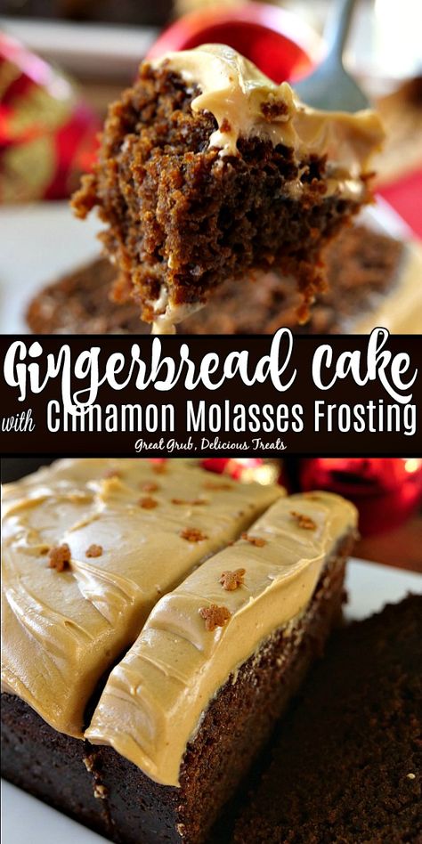 Molasses Frosting, Moist Gingerbread Cake, Gingerbread Cakes, Moist Gingerbread, Gingerbread Dessert, Dinner Recipes Ideas, Desserts Homemade, Gingerbread Cake Recipe, Cake With Cinnamon