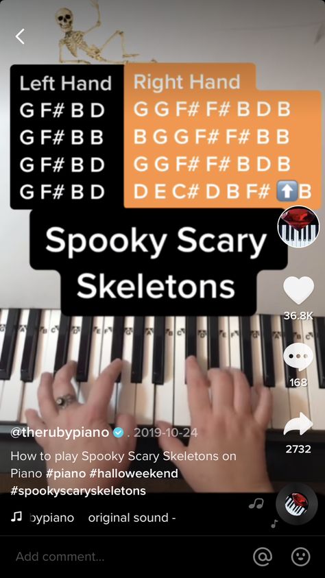 Pop Piano Sheet Music, Piano Letters Songs, Learn Keyboard, Keyboard Notes, Piano Sheet Music Beginners, Scary Music, Spooky Scary Skeletons, Piano Songs Sheet Music, Piano Tutorials Songs