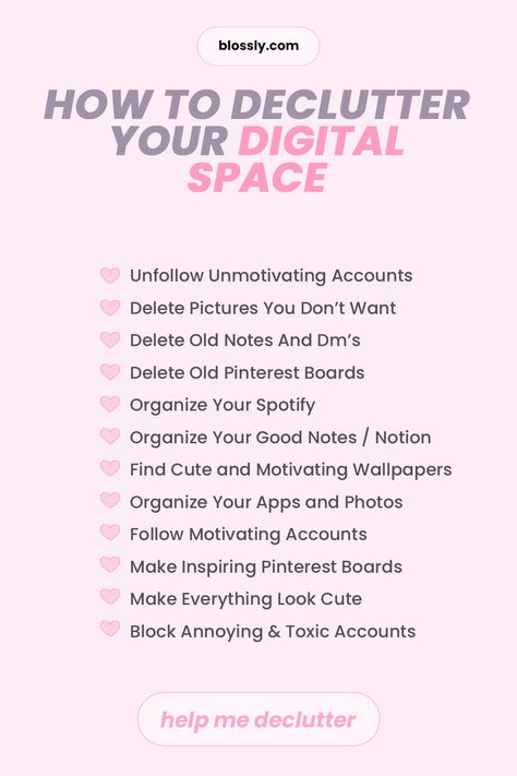 Day 17: Declutter Your Digital Space | The Blossom Challenge – Blossly Digital Declutter Challenge, Decluttering Aesthetic, My Space Aesthetic, Digital Declutter, Focus Studying, Improve Life, Corporate Baddie, Declutter Challenge, Space Aesthetic