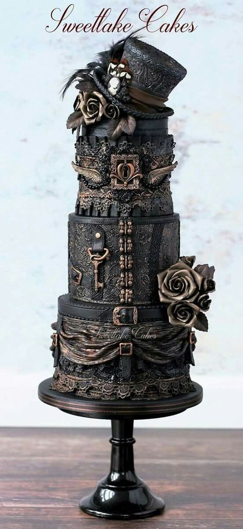 Steampunk Cakes, Steampunk Wedding Cake, Steampunk Cake, Spectacular Cakes, Gothic Cakes, Gothic Wedding Cake, Crazy Wedding Cakes, Gothic Cake, Beautiful Baking