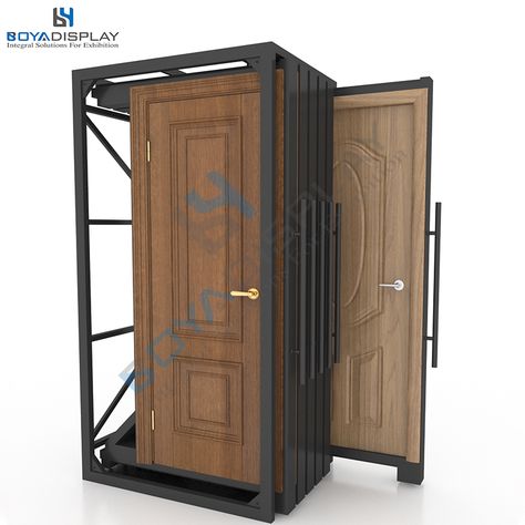 Matel material pull-push door display rack  The size of display rack can be customized according  to you door size. Interior Shop Display, Door Showroom, Stable Doors, Showroom Decor, Modern Exterior Doors, Door Display, Warehouse Design, Bedroom Door Design, Stable Door