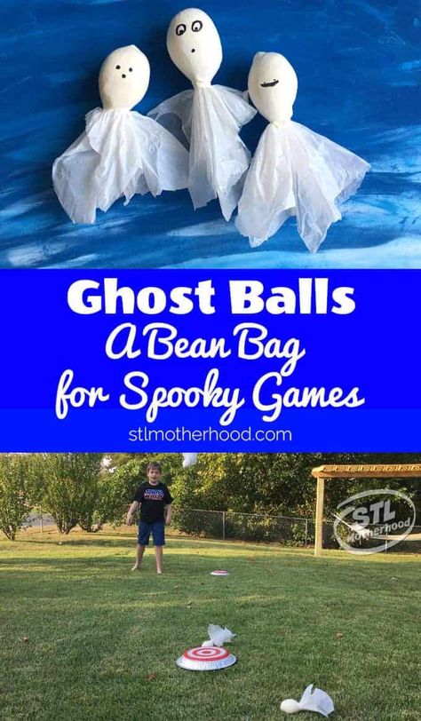 A Bean Bag for Spooky Games Halloween Bean Bag Toss, Lawn Ghosts, Bean Bag Games, Spooky Halloween Crafts, Scary Halloween Decorations Diy, Spooky Games, Spooky Halloween Costumes, Preschool Crafts Fall, Outdoor Fun For Kids