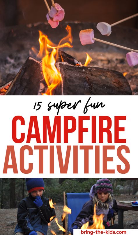 Best campfire activities. Campfires are one of the best places to create memories and here we share 15 great activities to do in the great outdoors by the light of the fire Bonfire Kids Activities, Camp Theme Games, Campfire Games For Kids, Campfire Activities For Kids, Bonfire Activities For Kids, Fire Activities For Kids, Backyard Campout Ideas, Bonfire Crafts For Kids, Bonfire Activities