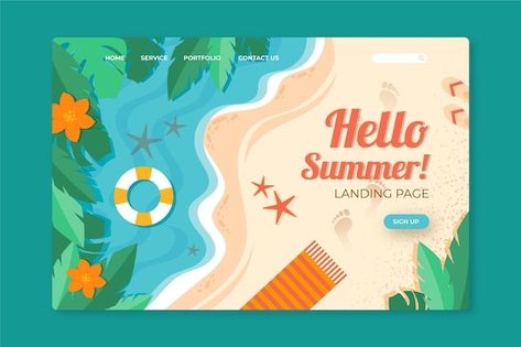 Beach Graphics, Summer Sale Banner, Frame Layout, Keyword Elements Canva, Summer Banner, Beach Illustration, Summer Poster, Instagram Template Design, Landing Page Template