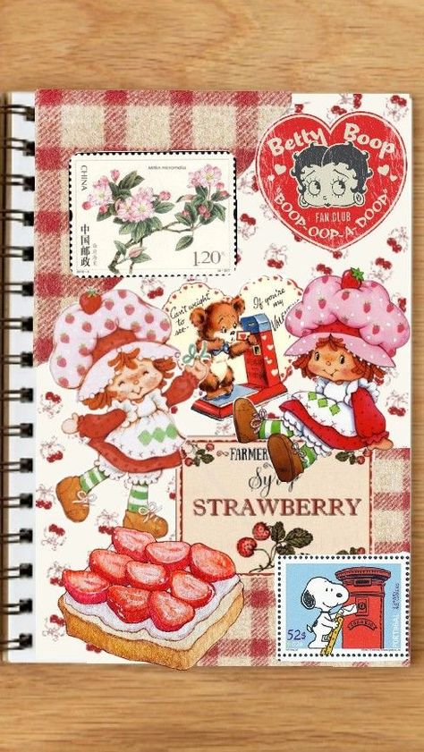 strawberry journal Strawberry Journal, Sticker Book, Betty Boop, Farmer, Anime