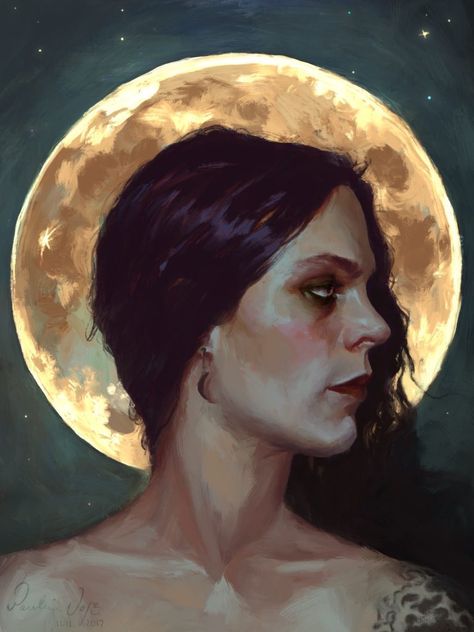 Featured Pro Portfolio: Pauline Voss Pauline Voß, The Moon Painting, Gold Leaf Art, Ville Valo, Moon Painting, Dark Light, Photography Illustration, Freelance Artist, Art Drawings For Kids