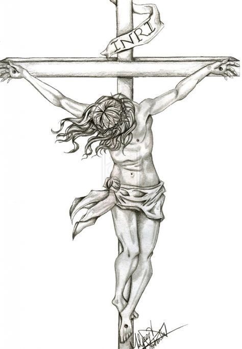 Jesus On The Cross Tattoo, The Cross Tattoo, Cross Drawings, Jesus Christ Drawing, Jesus Sketch, Jesus Christ On The Cross, Jesus Art Drawing, Cross Drawing, Christian Drawings