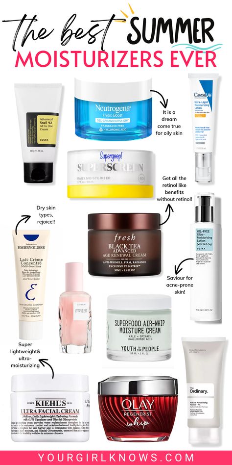 Ready to hydrate your skin this summer? Look no further! Check out these 17 lightweight summer moisturizers that are so good, you'll fall in love at first sight. With options for every skin type and budget, you're sure to find something perfect for you! Moisturizer For Oily Acne Prone Skin, Moisturizer For Acne Prone Skin, Moisturizers For Dry Skin, Moisturizer For Combination Skin, Skincare For Oily Skin, Oily Sensitive Skin, Oily Skin Acne, Moisturizer For Sensitive Skin, Nothing But Love