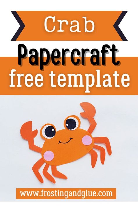 A completed crab papercraft Crab Template, Crab Crafts, Beach Week, Spring Crafts For Kids, Summer Crafts For Kids, Papercraft Templates, Fun For Kids, Animal Crafts, Again And Again