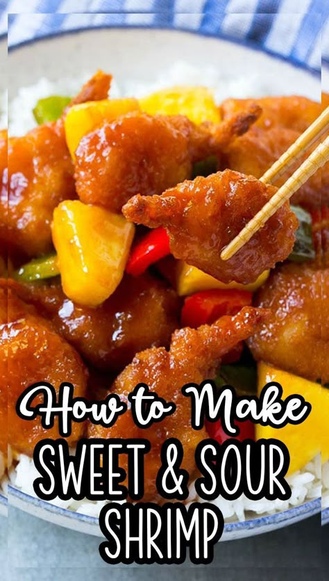 Sweet And Sour Shrimp Recipe, Sweet And Sour Shrimp, Sweet And Sour Prawns, Homemade Sweet And Sour Sauce, Sweet N Sour Sauce Recipe, Sweet And Sour Recipes, Coleslaw Recipe Easy, Homemade Chinese Food, Crispy Shrimp