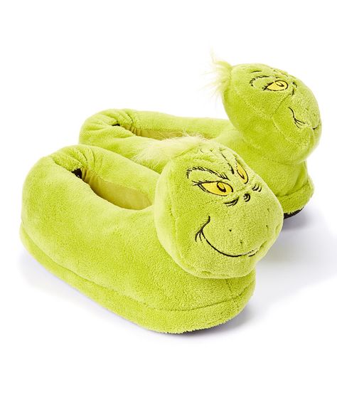 Look at this Green Grinch Slippers - Adult on #zulily today! Grinch Slippers, Grinch Shoes, Grinch Stuff, Der Grinch, Dr Seuss Grinch, Grinch Decorations, Grinch Party, Grinch Ornaments, Christmas Prep