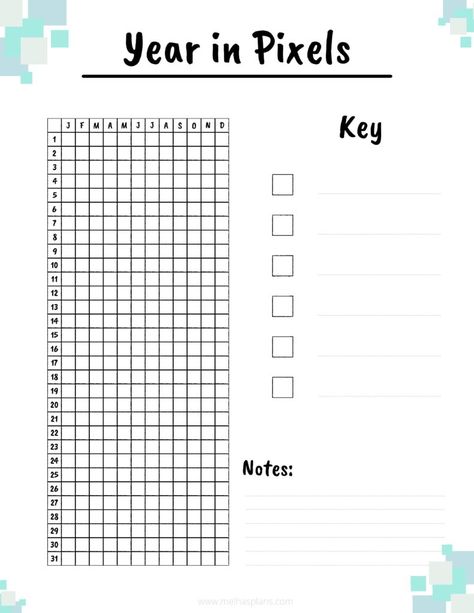 Blank Tracker Template, Weather Tracker Printable, Free Printable Tracker, Habit Tracker Printable Monthly, Yearly Habit Tracker, Bujo Printables, 2025 Journal, Year In Pixels, Free Printable Calendar Templates