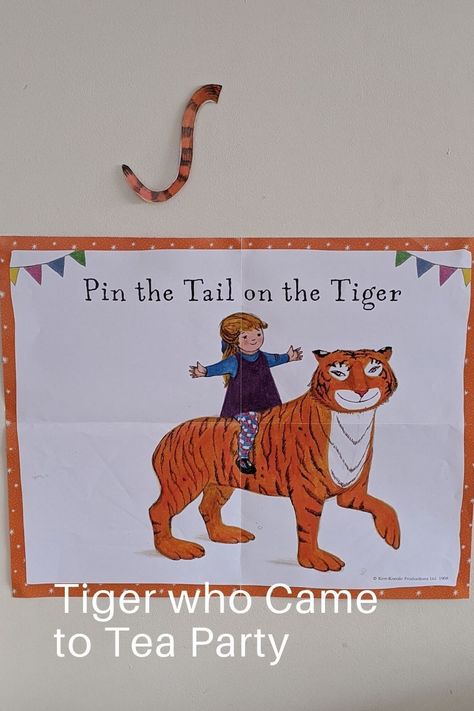 Jungle Book Birthday, Book Themed Birthday Party, Tiger Who Came To Tea, Tiger Birthday Party, Tea Party Games, Pin The Tail, Tea Crafts, Tiger Birthday, Jungle Birthday