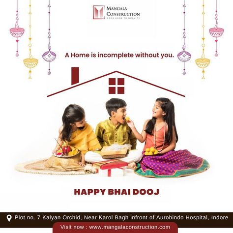 Brothers and sisters peas in a pod, bumps on a log, bugs in a rug, Birds of a feather, partners in crime, friends forever. Happy Bhai Dooj!!! #bhaidooj ##bhaidooj2022 ##bhaidoojwishes #bhaidoojspecial # #bhaidooj2k22 #bhaidoojft ##bhaidoojshopping #mangalaconstruction #flatsinindore #Investment #Propertyinvestemnt #Flatssaleindore #Mangalalandmark #comehometoquality Body Logo Design, Bhai Dooj Wishes, Logistics Design, Happy Bhai Dooj, Body Logo, Bhai Dooj, Building Home, Poster Template Free, Real Estate Advertising