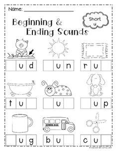 Beginning Sounds Pack - Worksheets And Gumball Game Beginning And Ending Sounds Worksheets, Ending Sounds Worksheets, Sounds Worksheet, Ending Sounds, Beginning Sounds Worksheets, Word Skills, Kindergarten Phonics Worksheets, Three Letter Words, Short Vowel Sounds