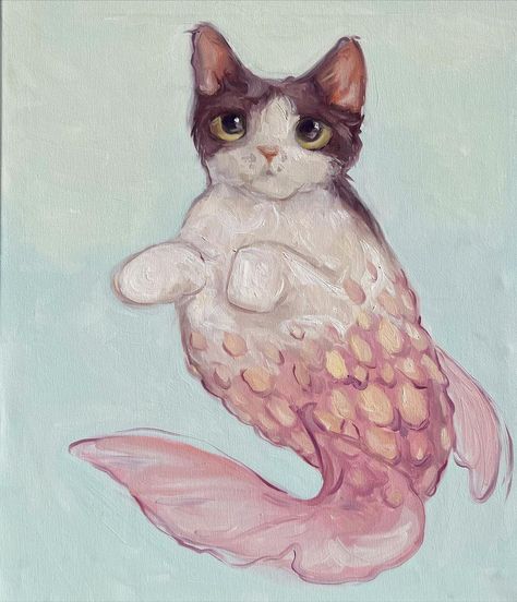 Dayris Felix on Instagram: “MERMAID CAT MERMAID CAT” Lili Flowers, Coquette Paintings, Animals Pfp, Schinako Moriyama, Coquette Animals, Cute Animals Photography, Coquette Cat, Cat Mermaid, Aesthetic Painting Ideas